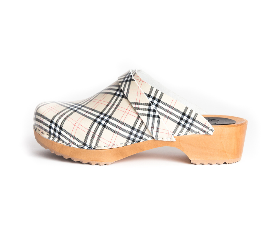 Burberry store wooden clogs