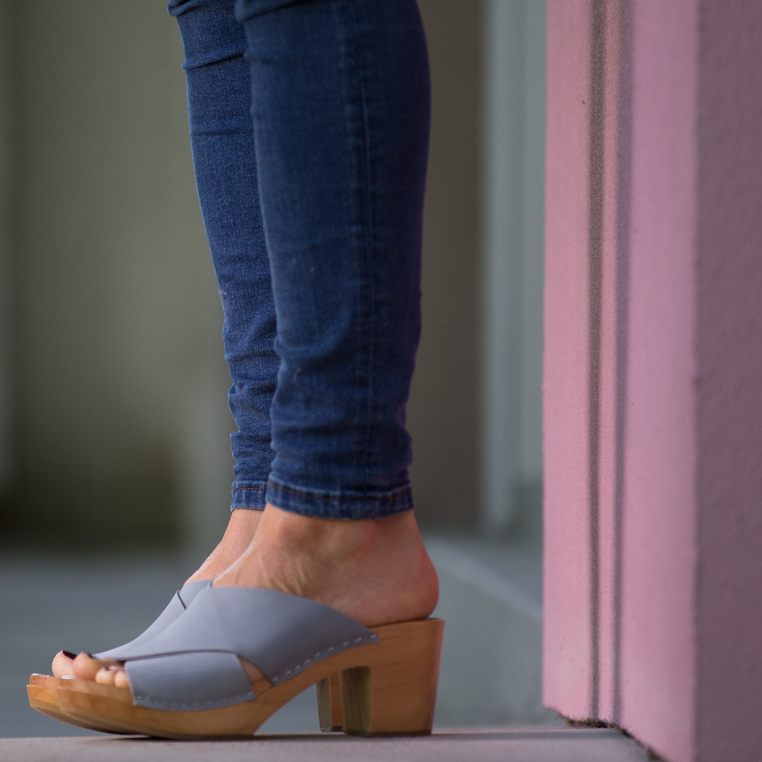 Rikke Heel Clogs | Sky Blue