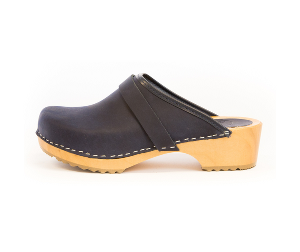 blue swedish clogs